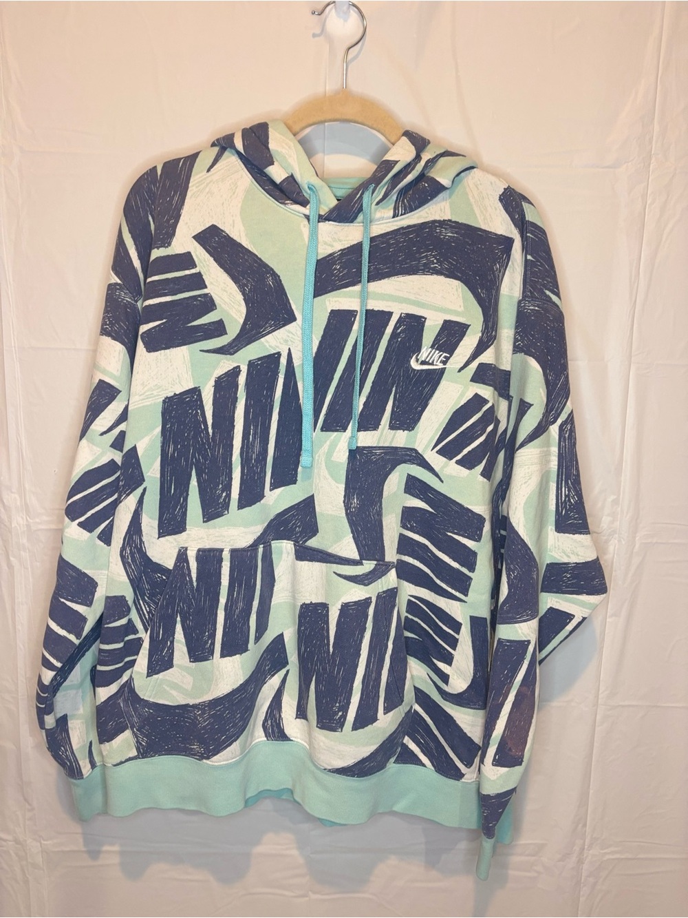 Nike Sportswear Essentials All Over Scribble Print Pullover Hoodie Mens XL
